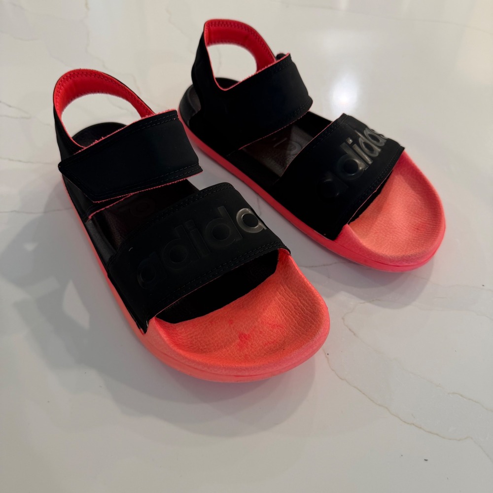 Adidas Adilette Sandal K Black Signal‎ Pink Kids Size 6 FW4300 Sport Sandals